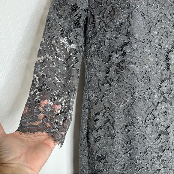 Cynthia Steffe Grau lace midi dress shift size 0 - Picture 2 of 7